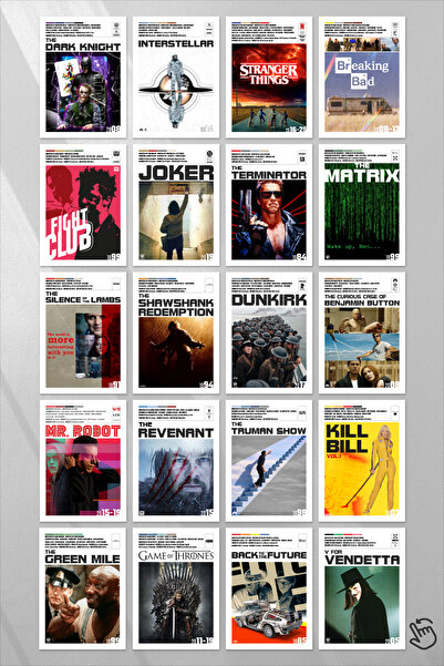 destina studio Yabancı Film, Dizi Künye Posterleri Seti - 20 Adet 14x20cm, PV...