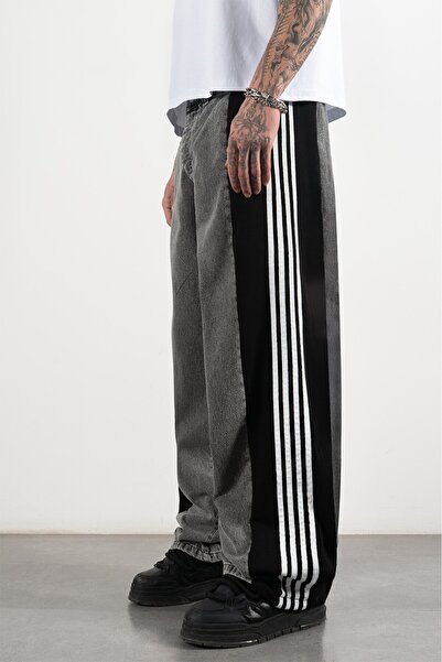 GRJ denim Yanları Şeritli Erkek Baggy Jean Pantolon US4299SY