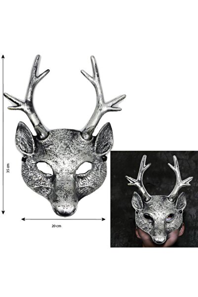 partidolu Eskitme Gümüş Renk Tam Yüz Arkadan Lastikli Geyik Şeklinde Hallowee...