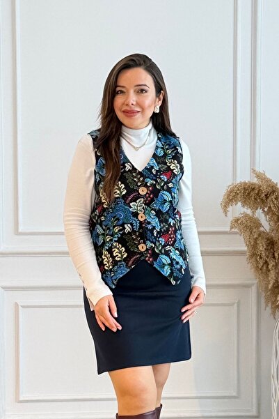 Yağmur Butik Desenli Pazen Yelek