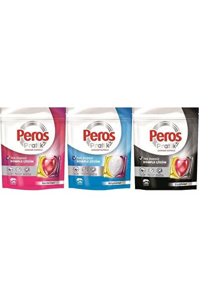 Peros Pratik Matik Çamaşır Deterjanı Kapsülü - Tableti 78 Adet (3PK*26) (Karm...