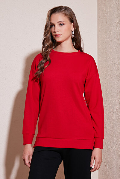 Lela Tricou din material modal, cu decolteu rotund, cu potrivire oversize, el...