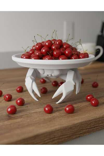 Dropcek eticaret Dekoratif Beyaz Yengeç Tasarım Sunumluk Takı Mum Şeker Vegan...