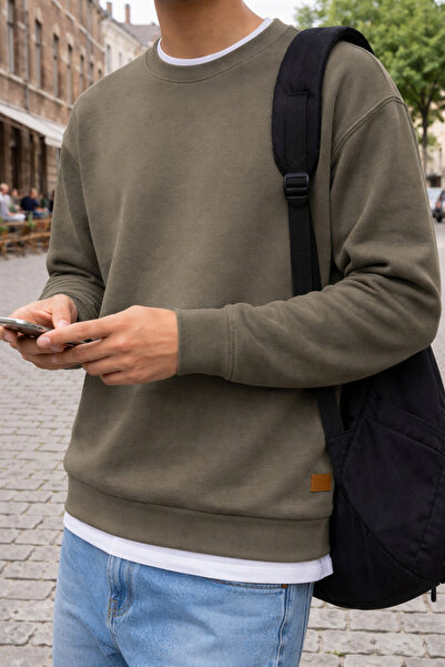 COOLHILL Kaki guler rotund basic Armalı cu căptușeală din fleece Winter Men's...