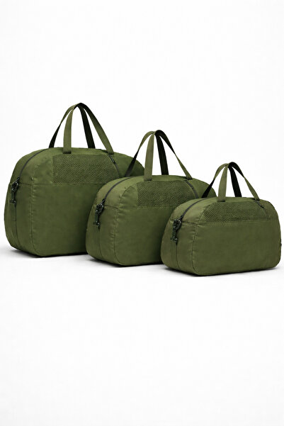 KAFF Khaki 3-Piece Set D Suitcase with Front Pocket, Adjustable Shoulder Stra...