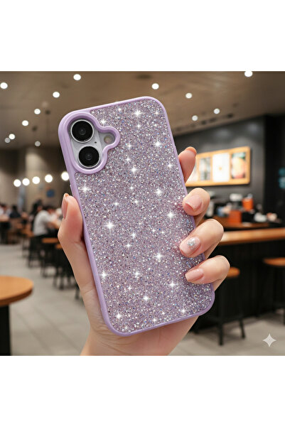 halkhouse iPhone 16 Plus Kılıf Parlak Taşlı Tasarım Elmas Lüks Şık Kapak Silikon