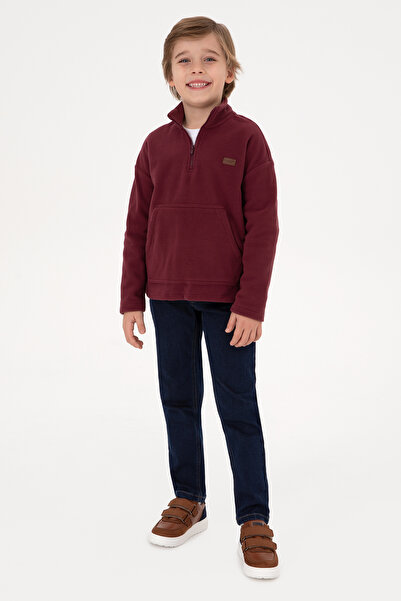 U.S. Polo Assn. Erkek Çocuk Bordo Yarım Fermuarlı Polar Sweatshirt 50316702-V...