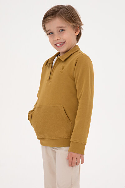 U.S. Polo Assn. Erkek Çocuk Hardal Yarım Fermuarlı Sweatshirt 50315816-VR151