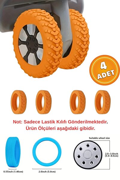 İstisna 4 Adet Turuncu Bavul Tekerlek Kılıfı Valiz Tekerleği Silikon Aşınmaya...