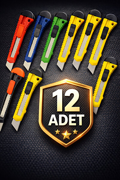 nistabolje 12 Adet Maket Bıçağı Falçata Ekonomik Büyük Boy Ofis-Büro