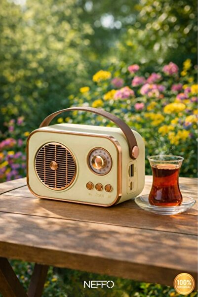 NEFFO Nostaljik Görünümlü Retro Radyo TF Kart Bluetooth USB FM Radyo Destekli...