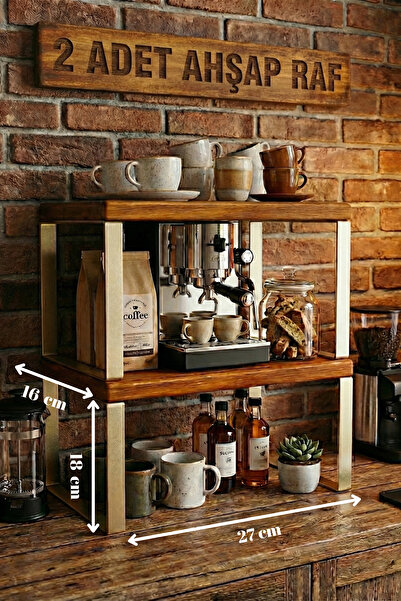 Myend 2 τεμάχια Ξύλινο ντουλάπι οργάνωσης, ράφι με μεταλλικό πόδι, ράφι για π...