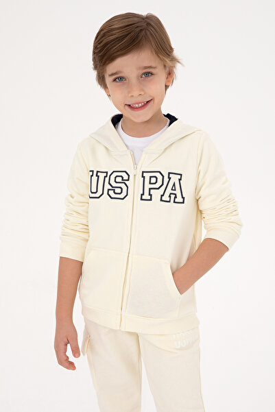 U.S. Polo Assn. Boy's Cream Knitted Cardigan 50313844-Vr256