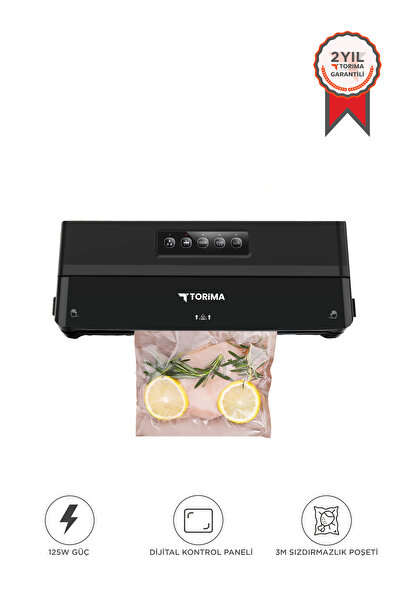 Torima VS-22 Siyah Gıda Mühürleme Vakum Makinesi Yiyecek Tazeliği Koruma Ev R...