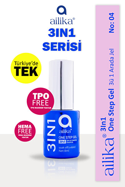 Ailika 3in1 Jel Topcoat ve Basecoat Dahil Kalıcı Oje 3in1 8ml No:04