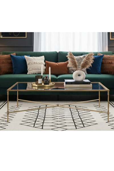Tutku Torna Detaylı X Orta Sehpa,Gold Kaplama 80x120