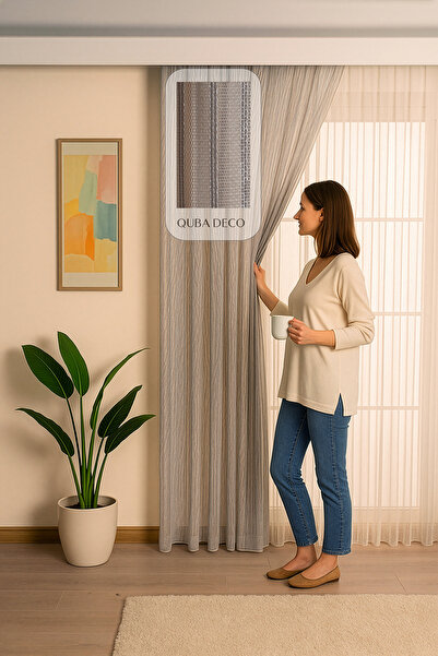 QUBA DECO ستارة تول إيطالية من الكتان الطبيعي لا تحتاج لكيّ، ستارة تول لغرفة ...