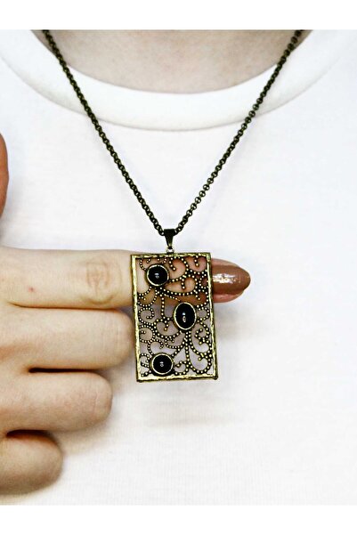 esha قلادة نسائية عتيقة من الحجر الطبيعي أونيكس مكونة من 3 قطع من الحجر الطبي...