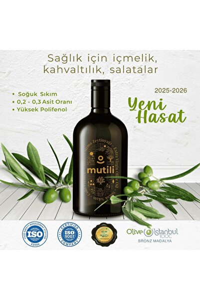 Mutili Erken Hasat Soğuk Sıkım Mut Zeytinyağı - 500 ml - Ekim Hasadı Filtresi...