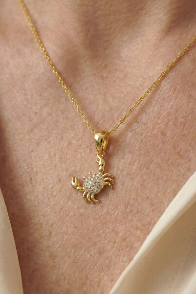 Baleno Concept 925 Ayar Taşlı Yengeç Burç Figürlü Gümüş Kolye