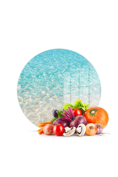 Decovetro لوح تقطيع زجاجي ووعاء تقديم دائري بنمط رمال البحر 30×30 سم