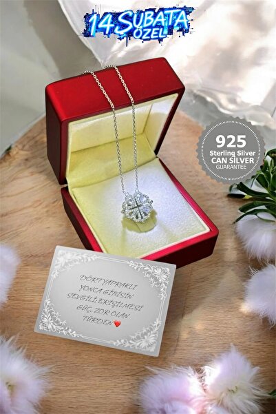 CAN SİLVER Aşk Kolyesi | 925 Ayar Gümüş Mıknatıslı Açılır Kapanır Yonca Kolye...