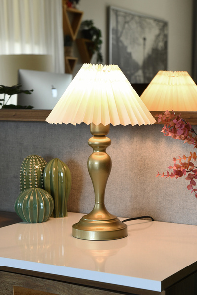 LUMINZO مصباح طاولة مونا بتصميم عصري من المعدن العتيق، مصباح طاولة مزخرف أنيق