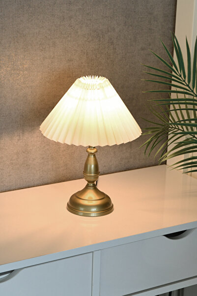 LUMINZO Zebra Modern Tasarım Eskitme Metal Abajur Şık Dekoratif Masa Lambası