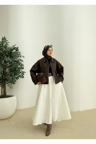 MODA AKSA 7670 BOMBER CEKET ACI KAHVE