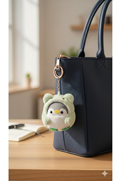 Şirin 11cm Sevimli Peluş Penguen Anahtarlık Tavşan Kostümlü - Çanta ve Anahta...