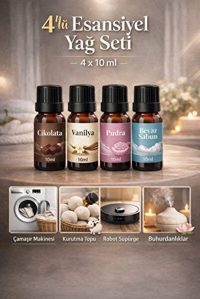 luvroshe 4 Adet Uçucu Yağ Buhurdanlık Esansı Oda Kokusu Esansiyel Yağ 10ml Hu...