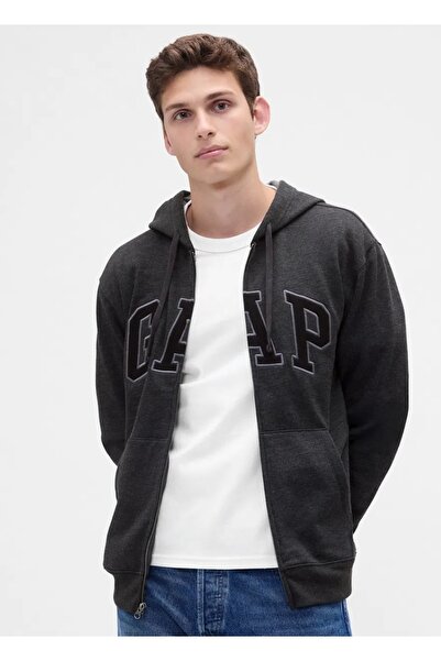 GAP V-Heritage Logo Fz 851516 Men's Hooded Zippered Sweatshirt Black