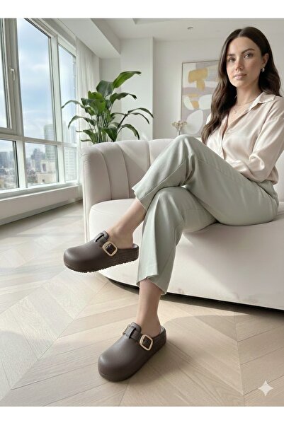 Lurji Women's Anatomical Buckle Slippers – Dark Brown |   Non-Slip Sole, Ultr...