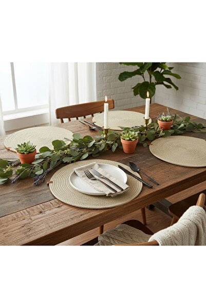 MHT Double-Sided Use: Gray Hand-Knitted Coaster - Durable Plate Mat