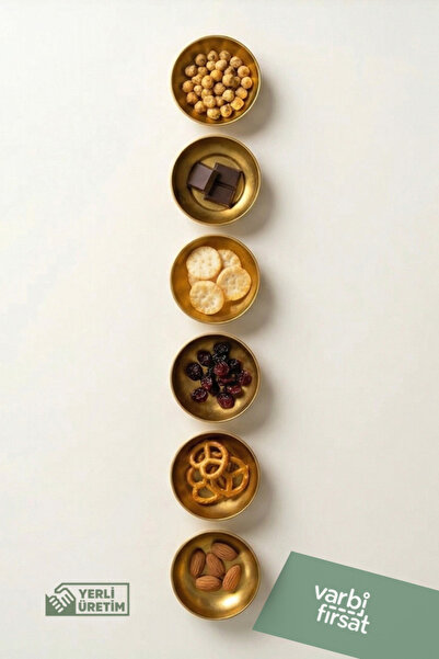 Varbifırsat 6-Piece Gold Metal Snack Bowl Set – Stylish Serving Bowls, Snack ...