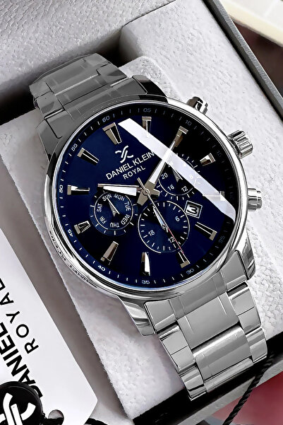 Daniel Klein ساعة يد رجالية مع تقويم أصلي هدية 3 Atm مقاومة للماء باللون الفض...