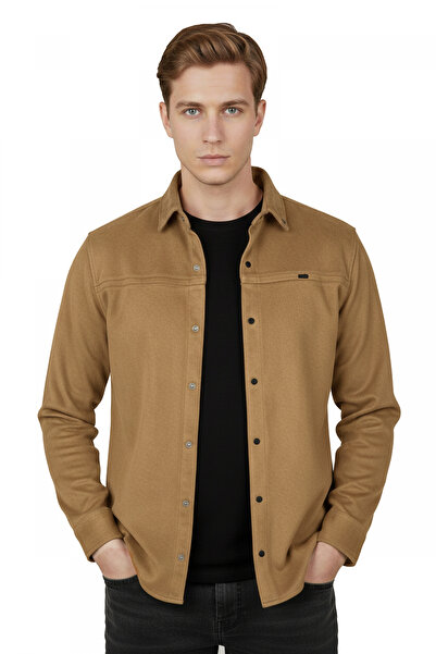 DeepSEA Cămașă de sezon pentru bărbați, Camel Lycra, țesătură din piele de că...