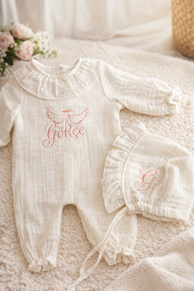 hobittubaby isim nakışlı bebek tulum şapka