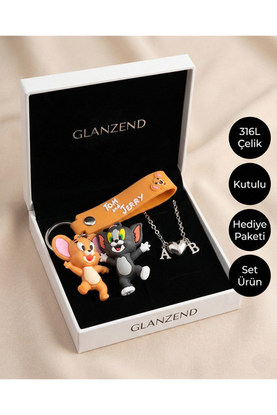 GLANZEND 2'li Mıknatıslı Harfli Çift Bileklik Ve Tom Ve Jerry Sevgili Anahtar...
