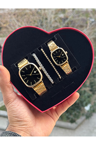 Tulpar Trendy Model Lover Couple Wristwatch Set with Calendar Function in a S...