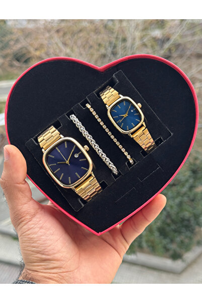 Tulpar Trendy Model Lover Couple Wristwatch Set with Calendar Function in a S...