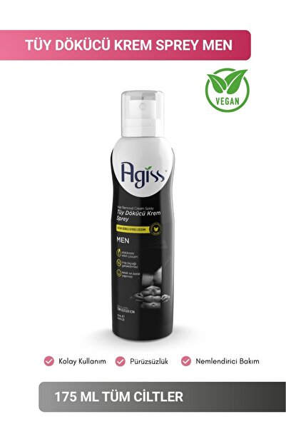 AGISS Tüy Dökücü Krem Gazlı Sprey 175 ml Men