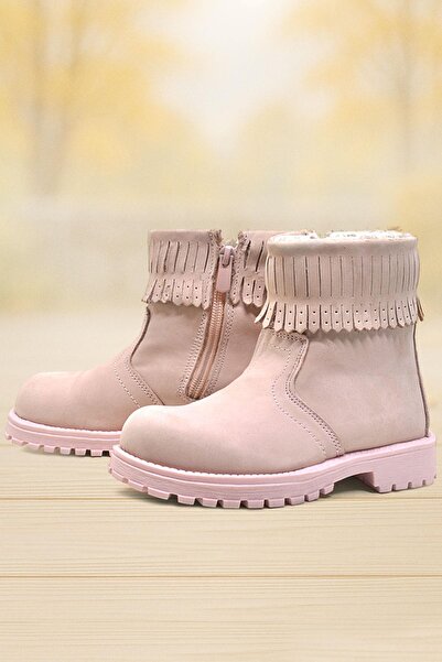 Rakerplus Chiron Genuine Leather Pink Zippered Girl's Boots