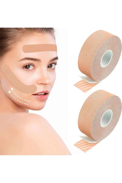 BiaTape Kinesiology 2,5cmx5metre 2 Adet Yüz Bölgesi Için Therapy Cotton Kines...
