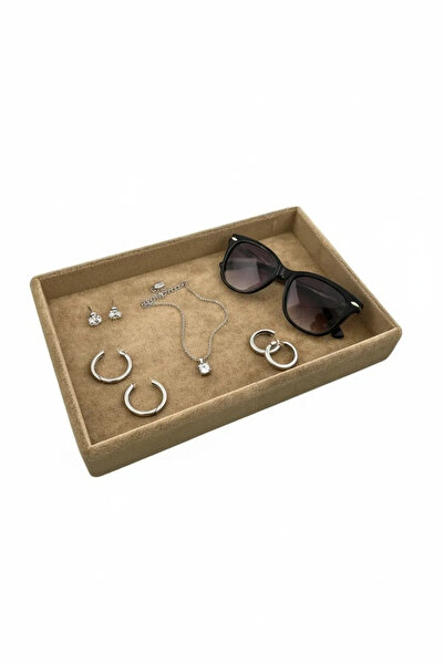 MeGass Dekor Yerli Üretim Küçük Boy Süet Kumaş Sütlü Kahve Renk 22/14 Cm Serv...