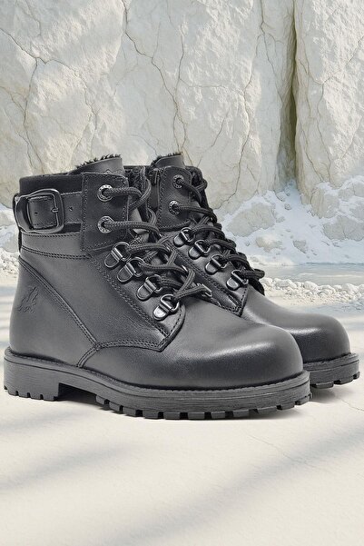 Rakerplus Шкіряні дитячі черевики з чорною блискавкою та хутром