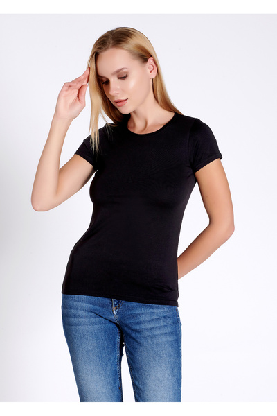 Belinay 0884 Modal Short Sleeve Undershirt Black XXL