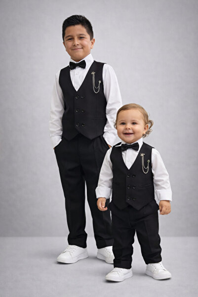 HAYTA Dětská vesta Souprava s košilí 0-1 let - 14 let Černá