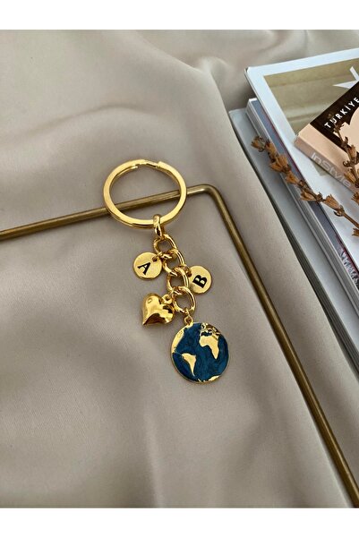 Genel Markalar İki Harfli Dünya Anahtarlık ( 1 ADET LACİVERT GOLD )