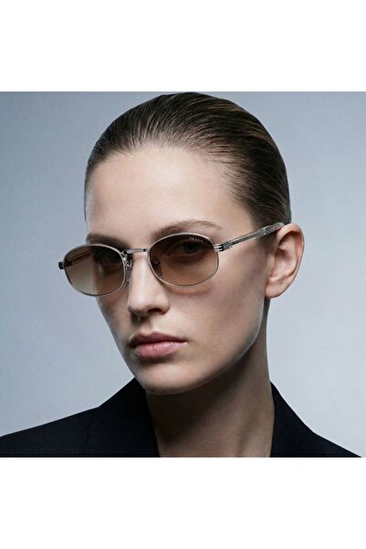 Prada Kadın güneş gözlüğü b53 1bc-80k 52-21, Oval Gümüş Metal Çerçeve